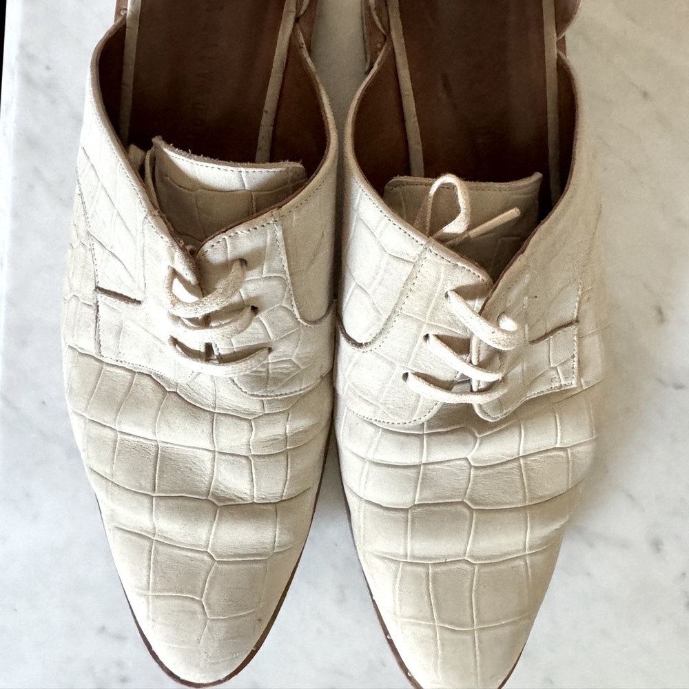 2. Freda Salvador cream/vanilla crocodile suede/leather Oxford women’s